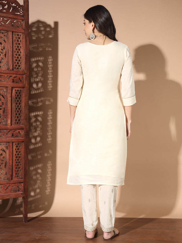 Yoke Design Sequined Cotton Kurta