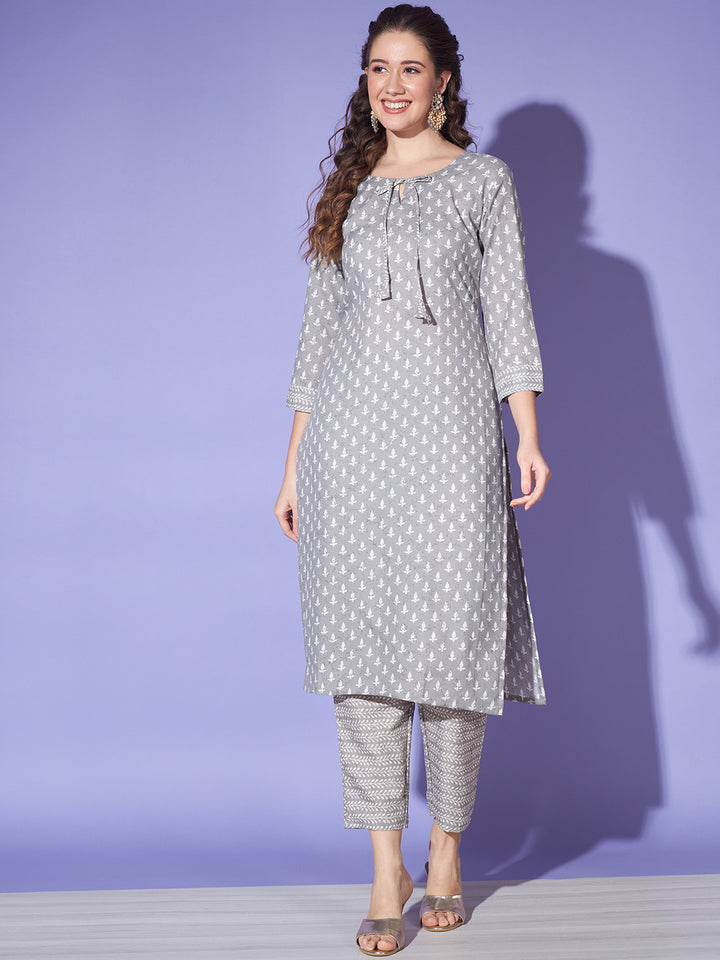 Jaipuri Printed Cotton Kurta and Pant