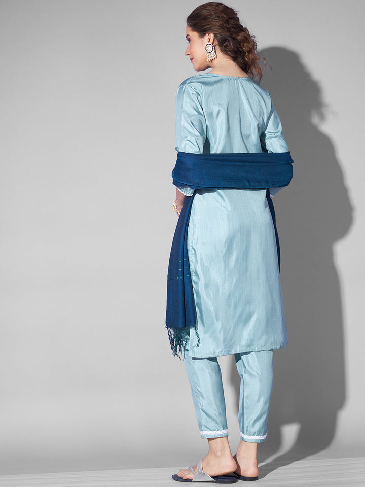 SILK BLEND KURTA PANT DUPATTA SET