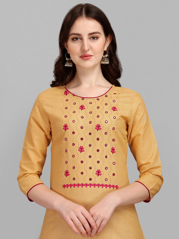 Ethnic Motifs Yoke Design Regular Thread Work Kurta With Trousers & Dupatta