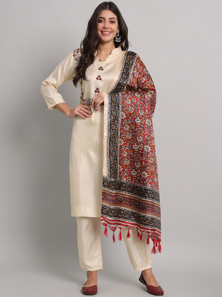 Silk Blend Kurta Pant with Dupatta Set