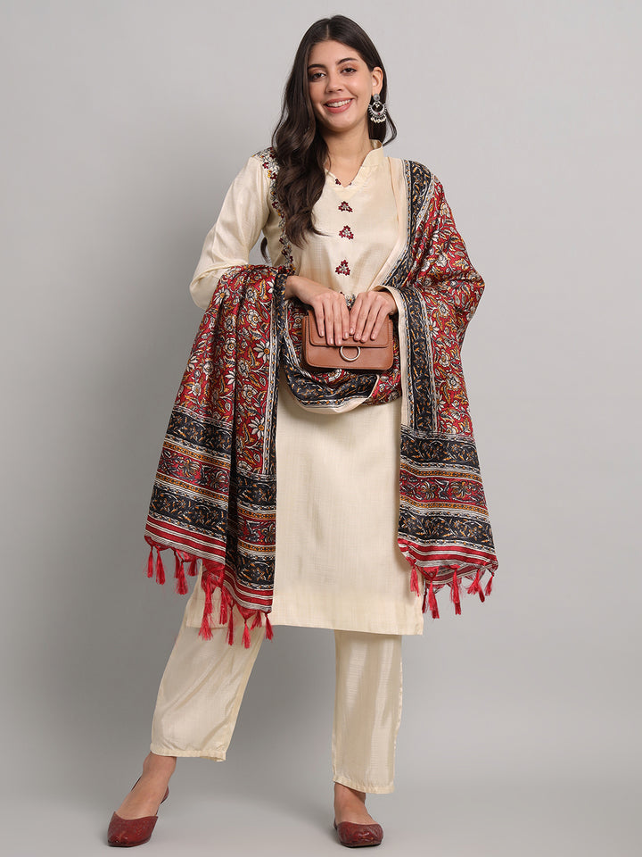 Silk Blend Kurta Pant with Dupatta Set