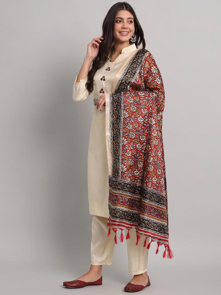 Silk Blend Kurta Pant with Dupatta Set