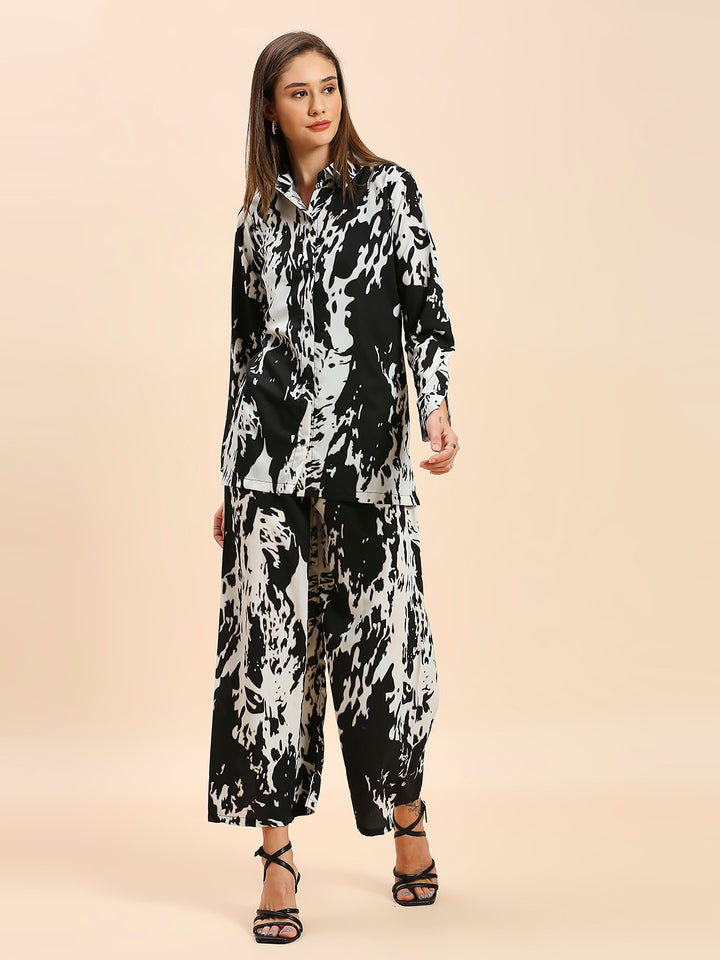 ELEGANT ABSTRACT PRINTED SHIRT PANT SET