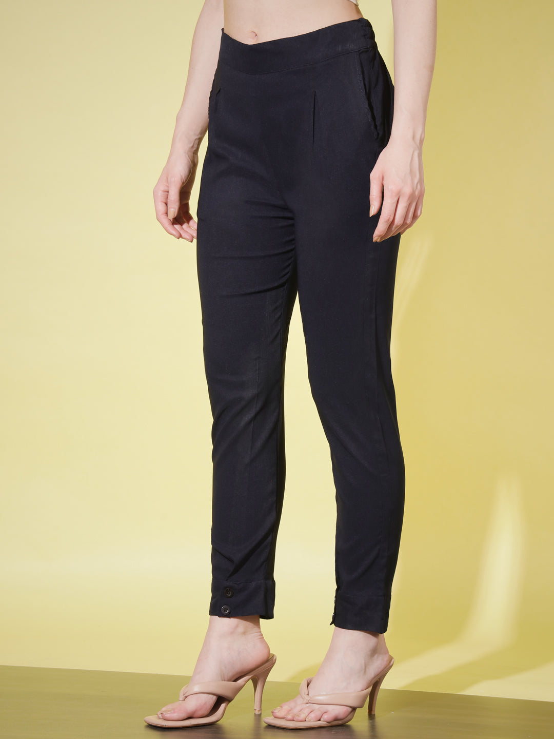 WOMEN SOLID PANT VINTAGE - GREY