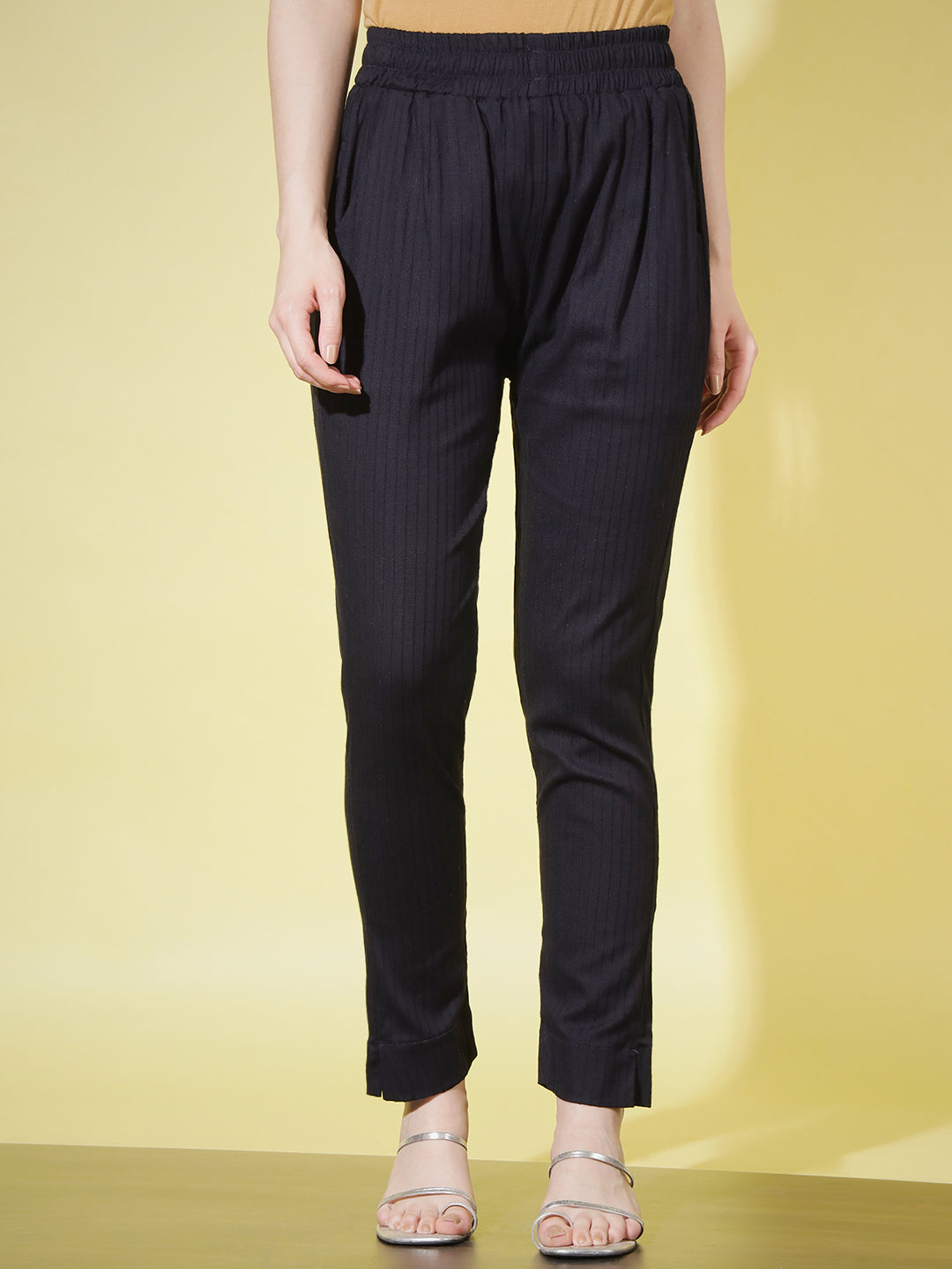 SOLID STRIPE PANT - BLACK