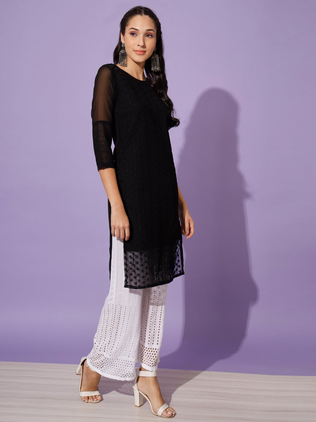 EMBROIDERY KURTI WITH PALAZZO - PISTA