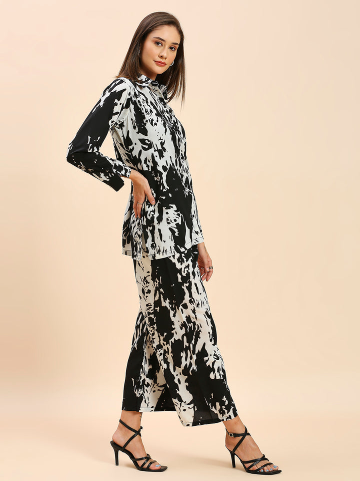 ELEGANT ABSTRACT PRINTED SHIRT PANT SET