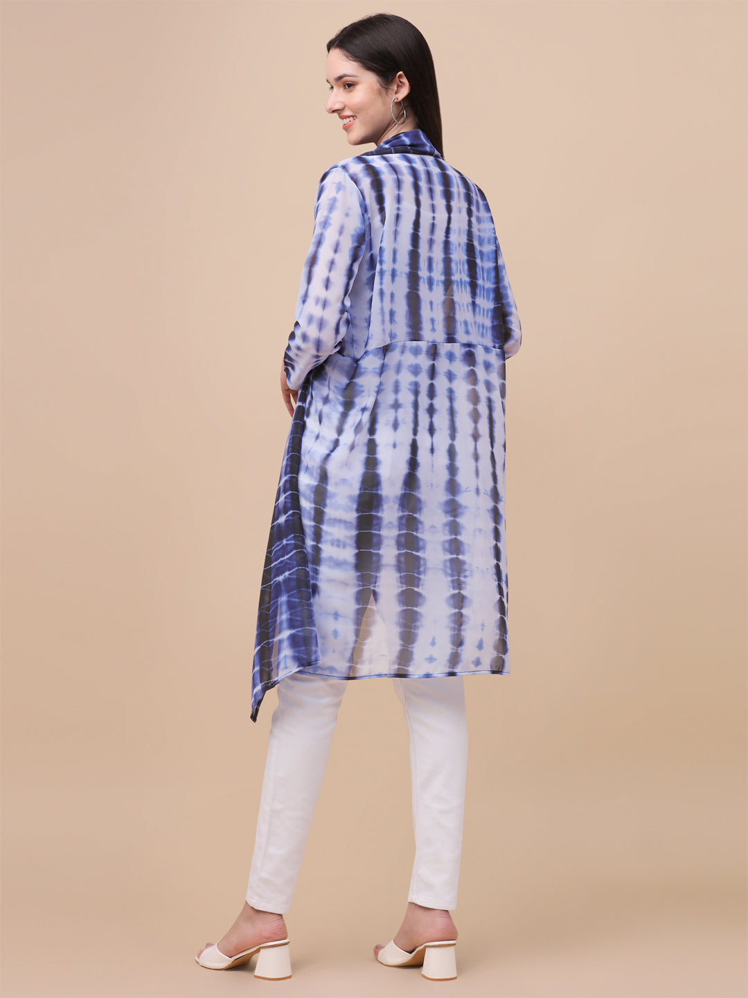 ELEGANT SHRUG WITH SHIBORI PRINT - BLUE