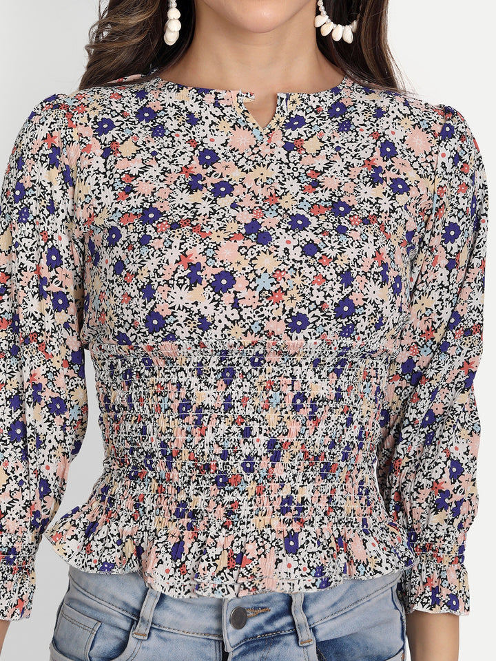 FLORAL PRINTED FANCY TOP