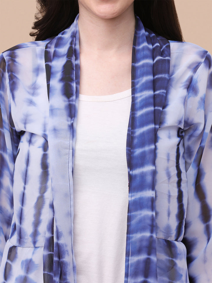 ELEGANT SHRUG WITH SHIBORI PRINT - GREEN