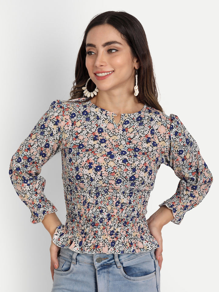 FLORAL PRINTED FANCY TOP