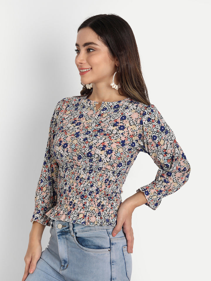 FLORAL PRINTED FANCY TOP