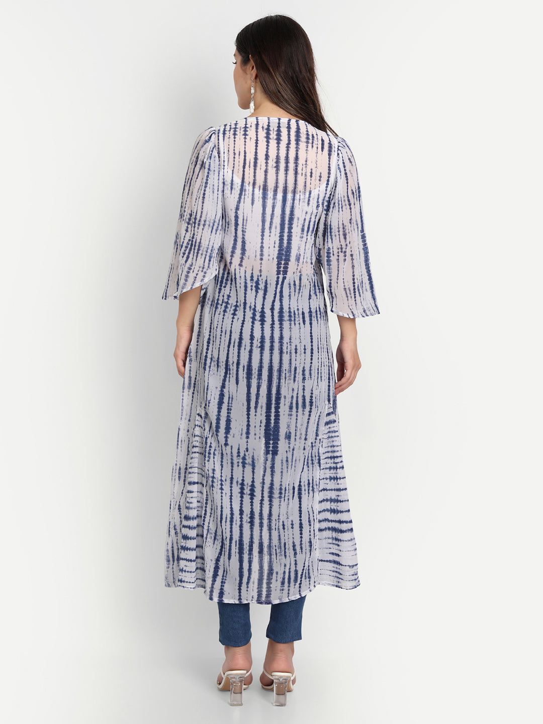 SHIBORI LONGLINE TIE-UPS SHRUG-YELLOW