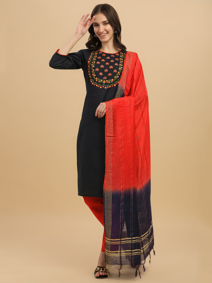 Regal Elegance: Embroidered Kurta, Pant, and Dupatta Set