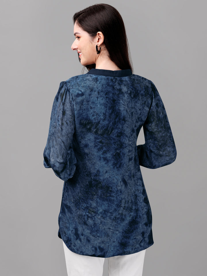 MARBLE PRINTED TOP-BLUE