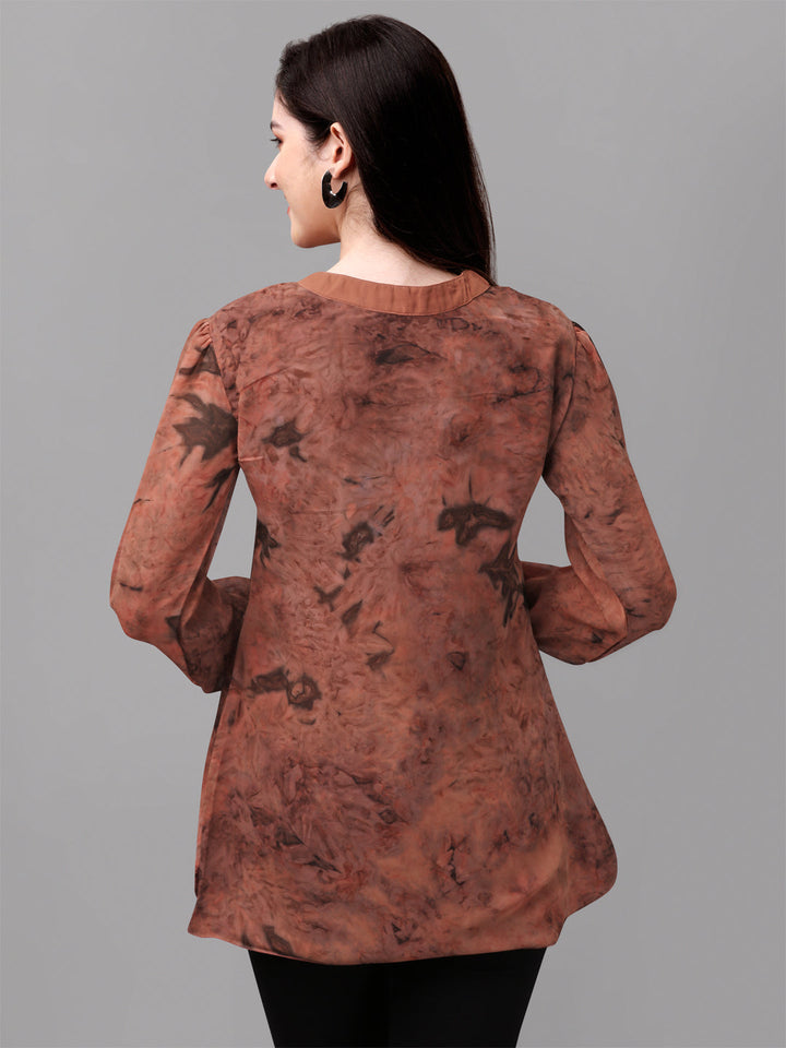 MARBLE PRINTED TOP-BROWN