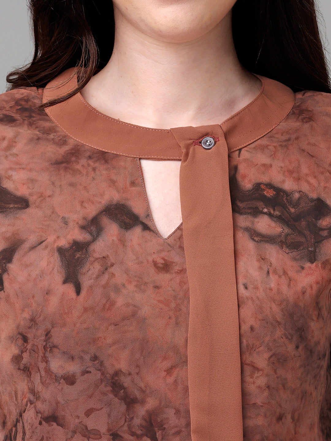 MARBLE PRINTED TOP-BROWN