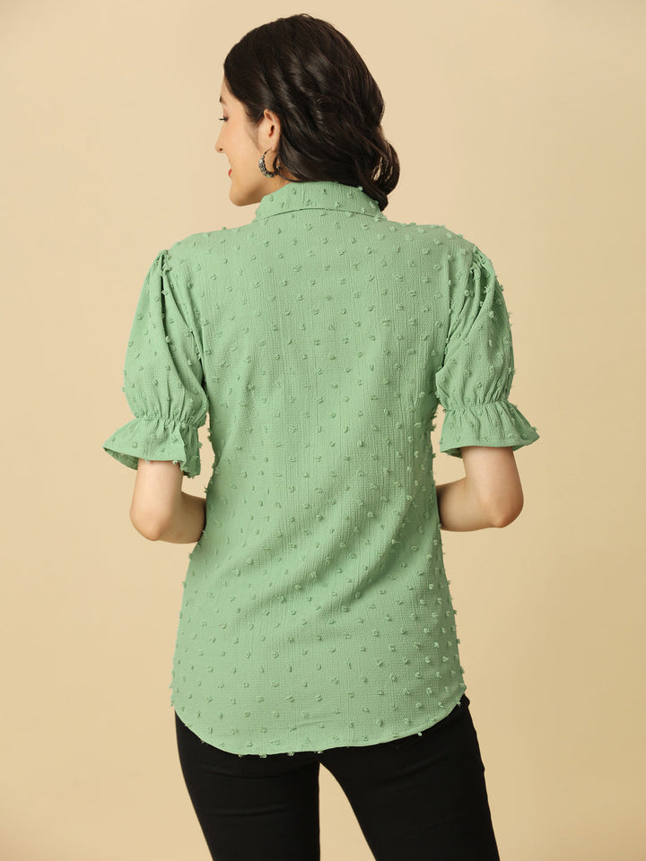 EMBELLISHED STRETCHABLE SHIRT - GREEN