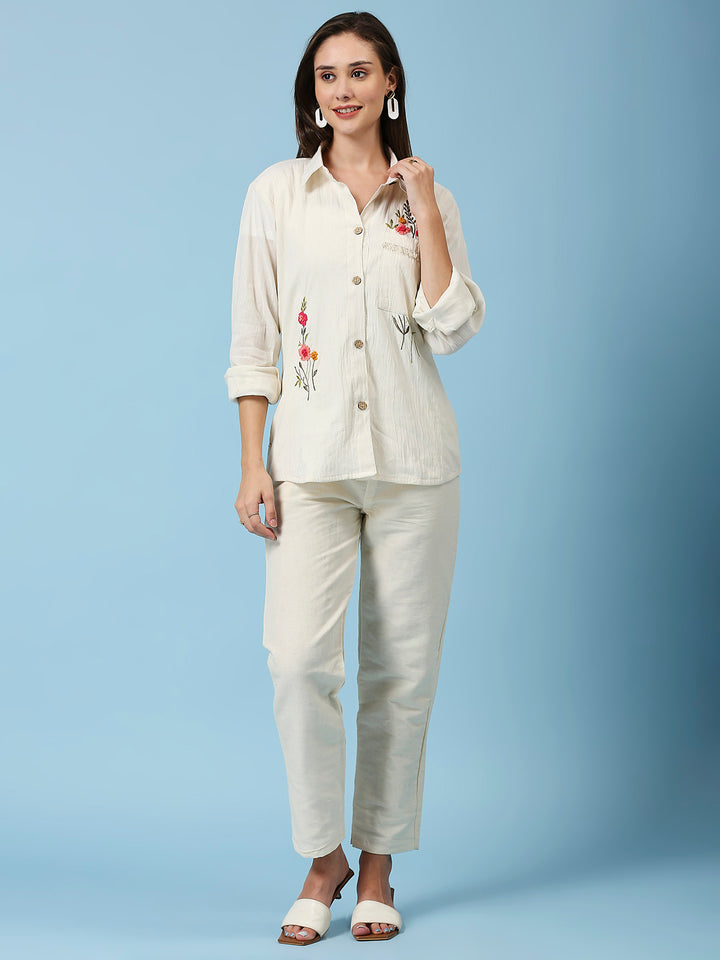 Embroidered Shirt With Pant Co-ords Set