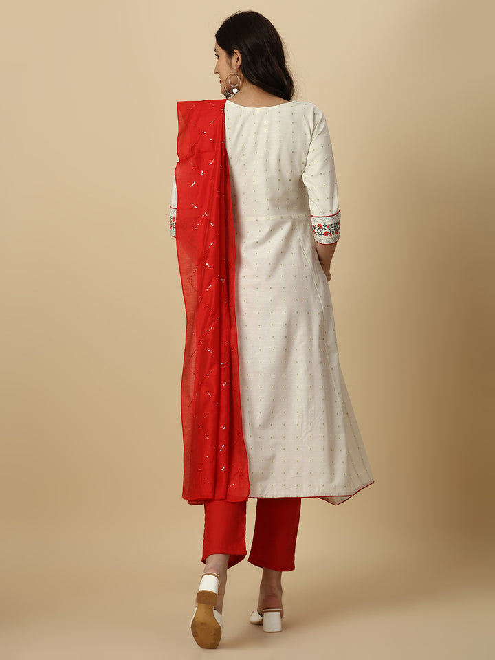 Embroidery Straight Kurta Pant with Dupatta