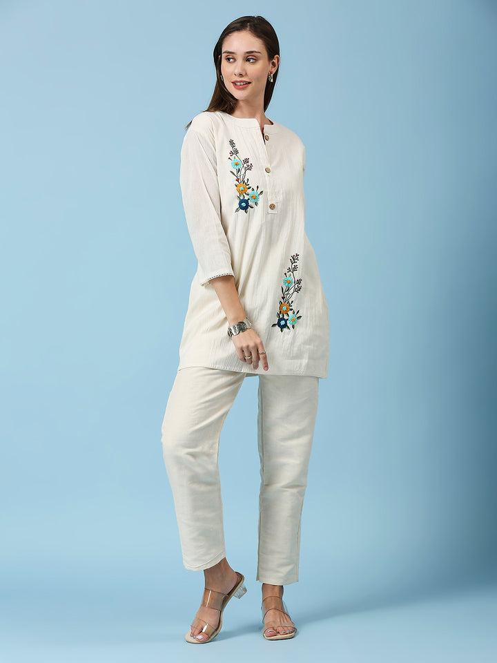 MANDARIN COLLAR TOP PANT SET