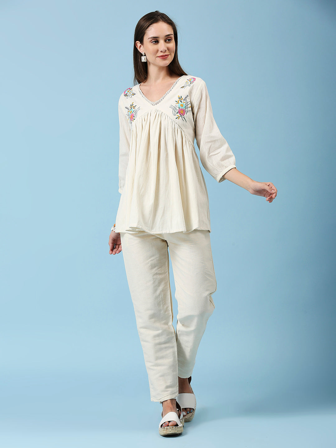 KHADI COTTON TUNIC & PANT CO-ORDS SET