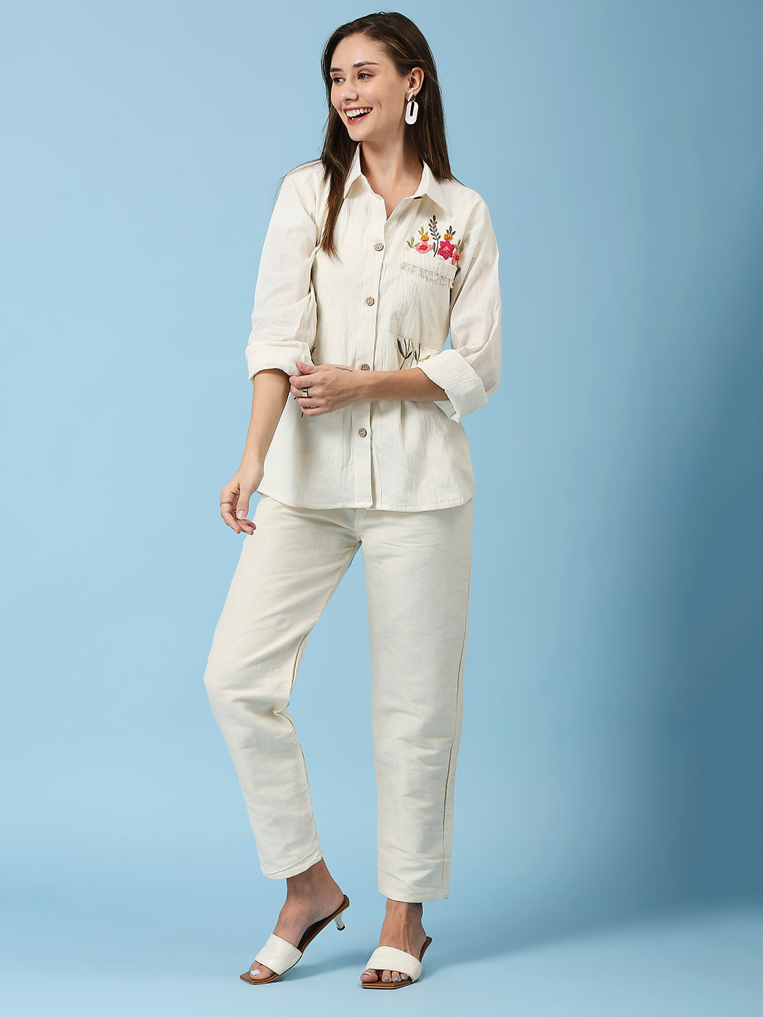 Embroidered Shirt With Pant Co-ords Set