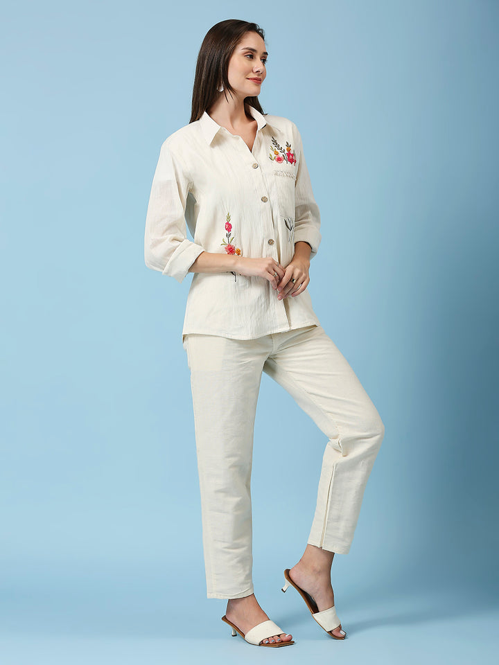 Embroidered Shirt With Pant Co-ords Set