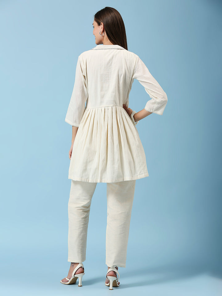 NECK EMBROIDERY TUNIC PANT CO-ORDS SET