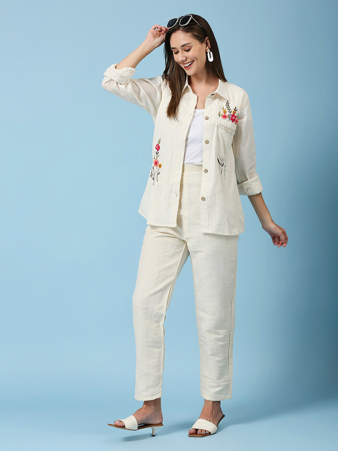 Embroidered Shirt With Pant Co-ords Set