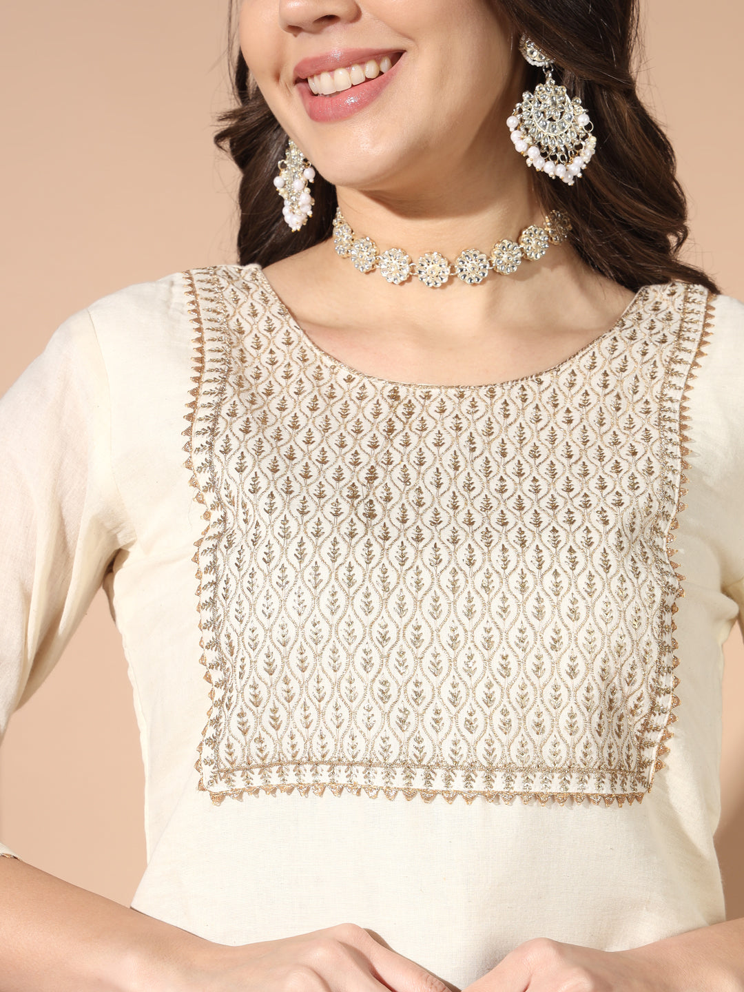 Ethnic Motifs Embroidered Sequinned Kurta With Trouser