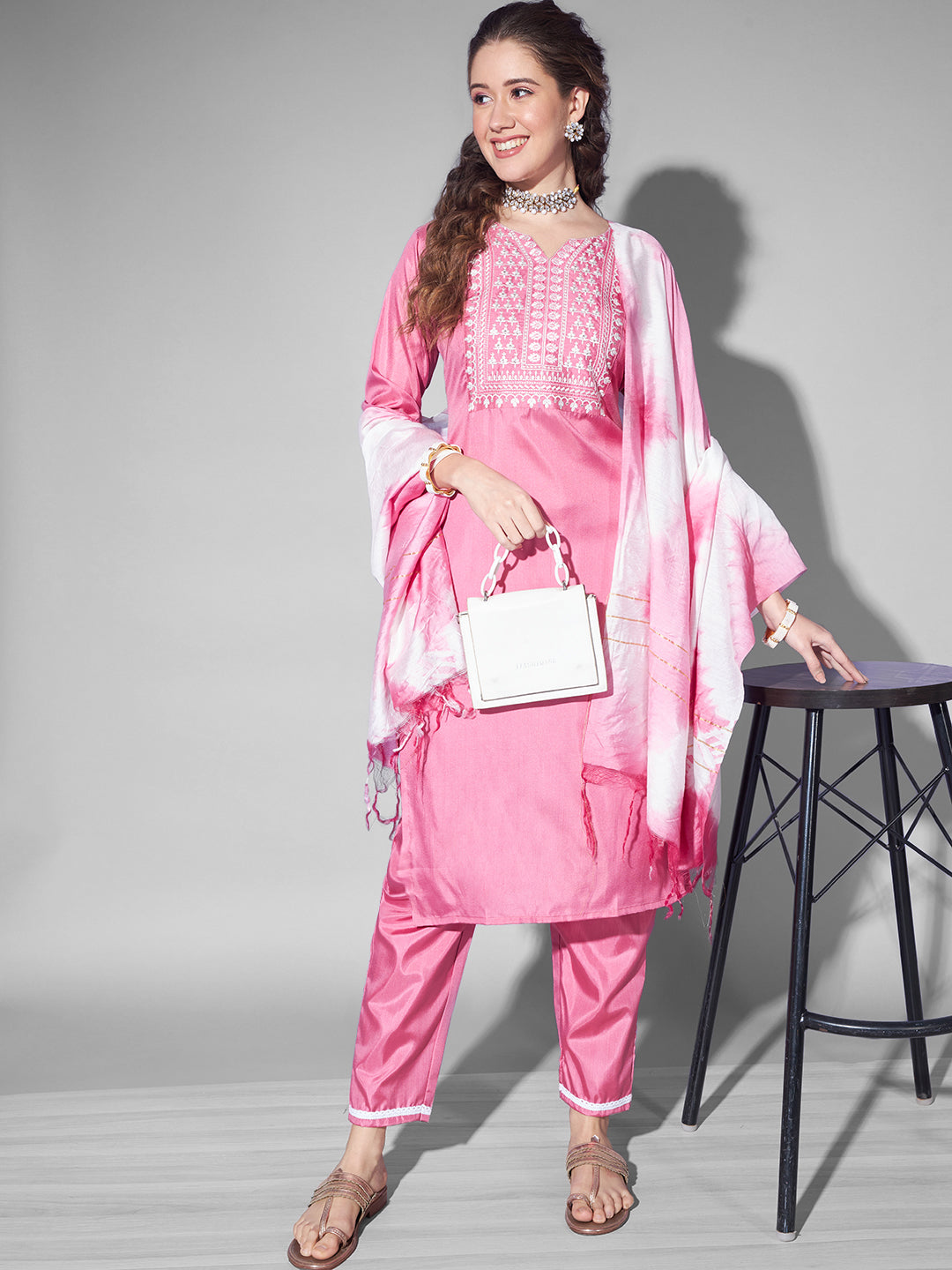 SILK BLEND KURTA PANT DUPATTA SET