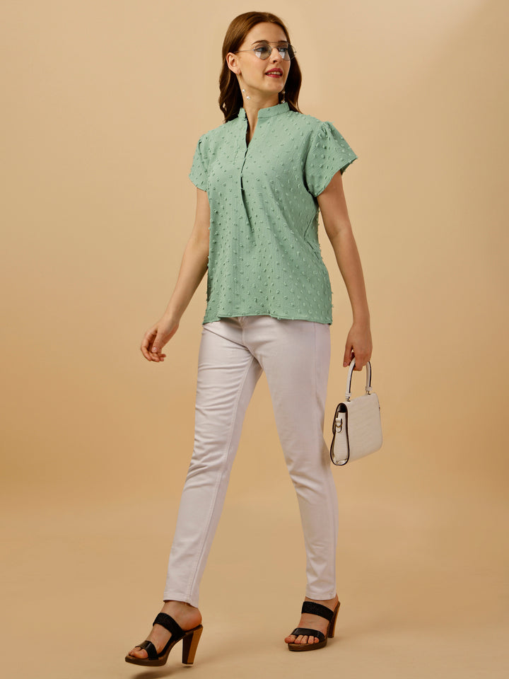 SHORT SLEEVE PASTEL TOP - GREEN