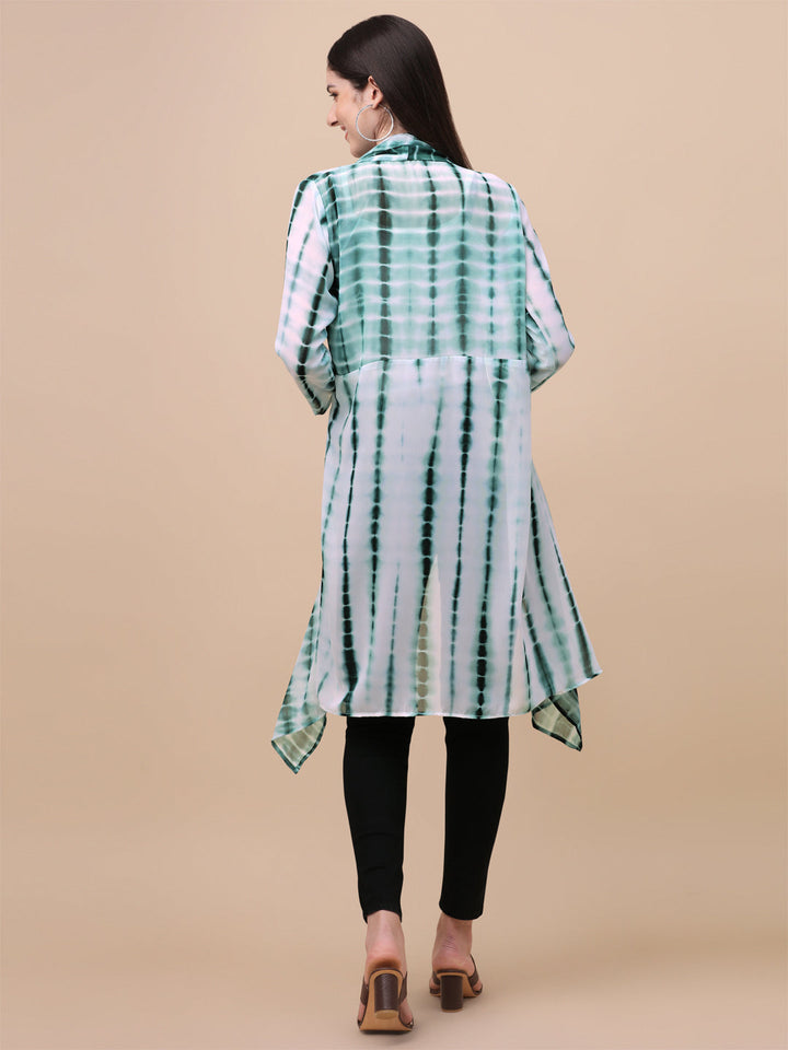 ELEGANT SHRUG WITH SHIBORI PRINT - GREEN