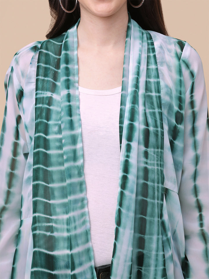 ELEGANT SHRUG WITH SHIBORI PRINT - BLUE