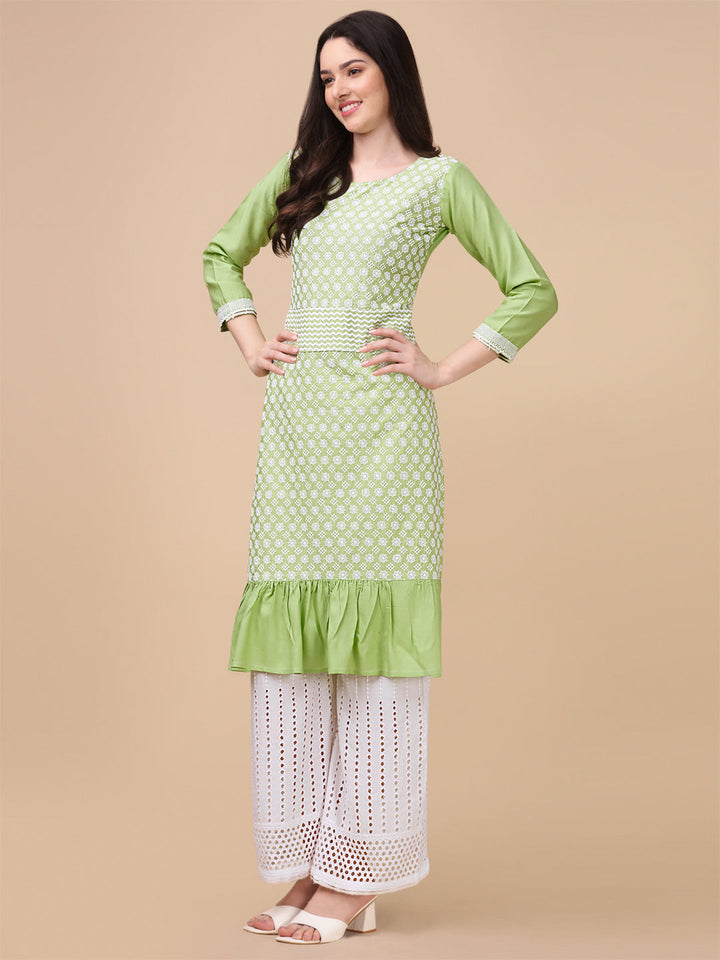 EMBROIDERY RAYON KURTI PALAZZO SET - PINK