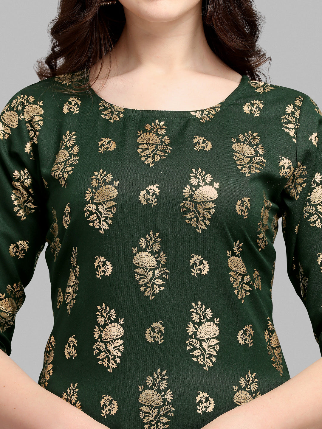 FOIL PRINTED KURTI SALAWAR SET-GREEN