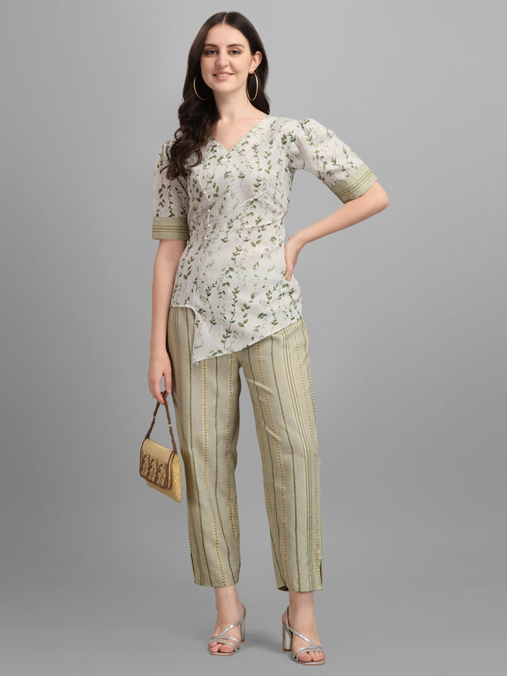 FLORAT PRINTED CLOTHING SET-BEIGE