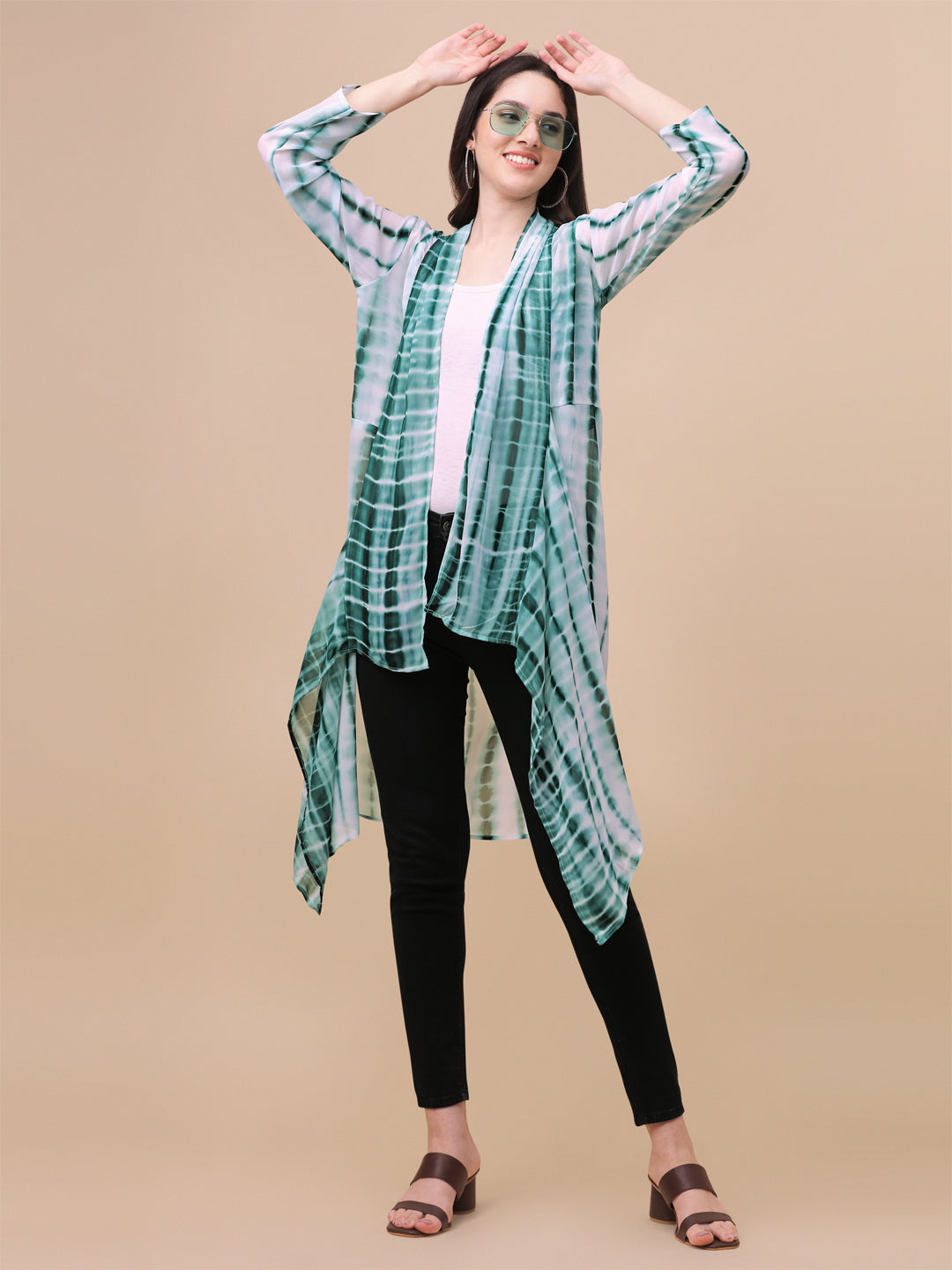 ELEGANT SHRUG WITH SHIBORI PRINT - BLUE