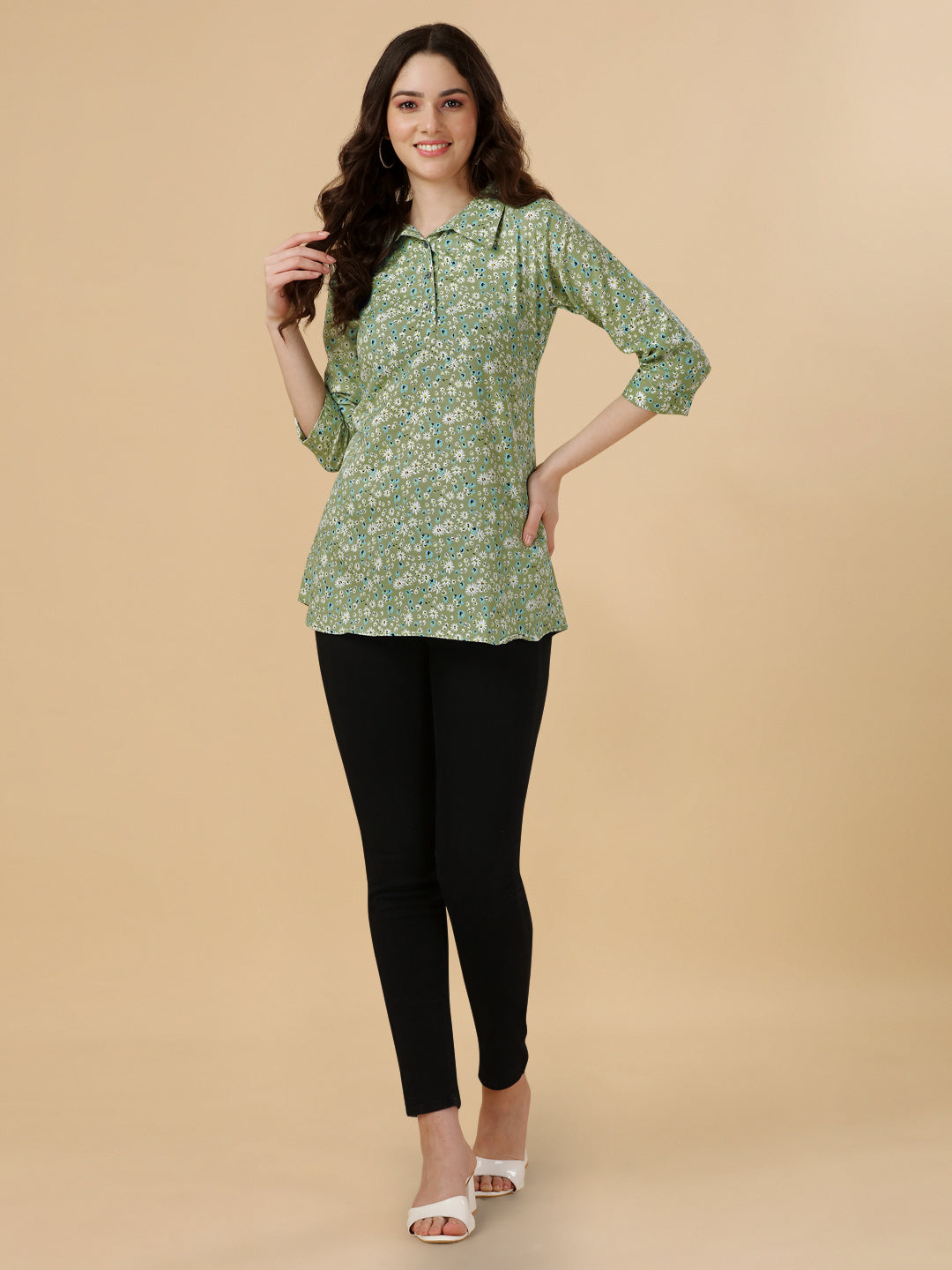 MULTI COLORED ELEGANT TOP-SEA GREEN