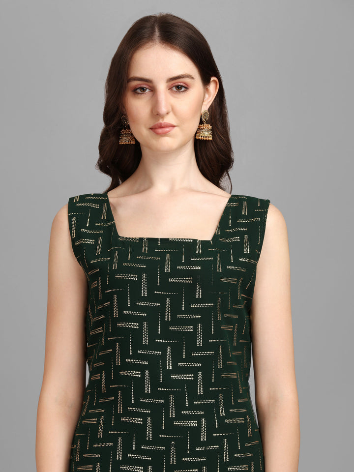 FOIL PRINTED SHARARA SET-GREEN