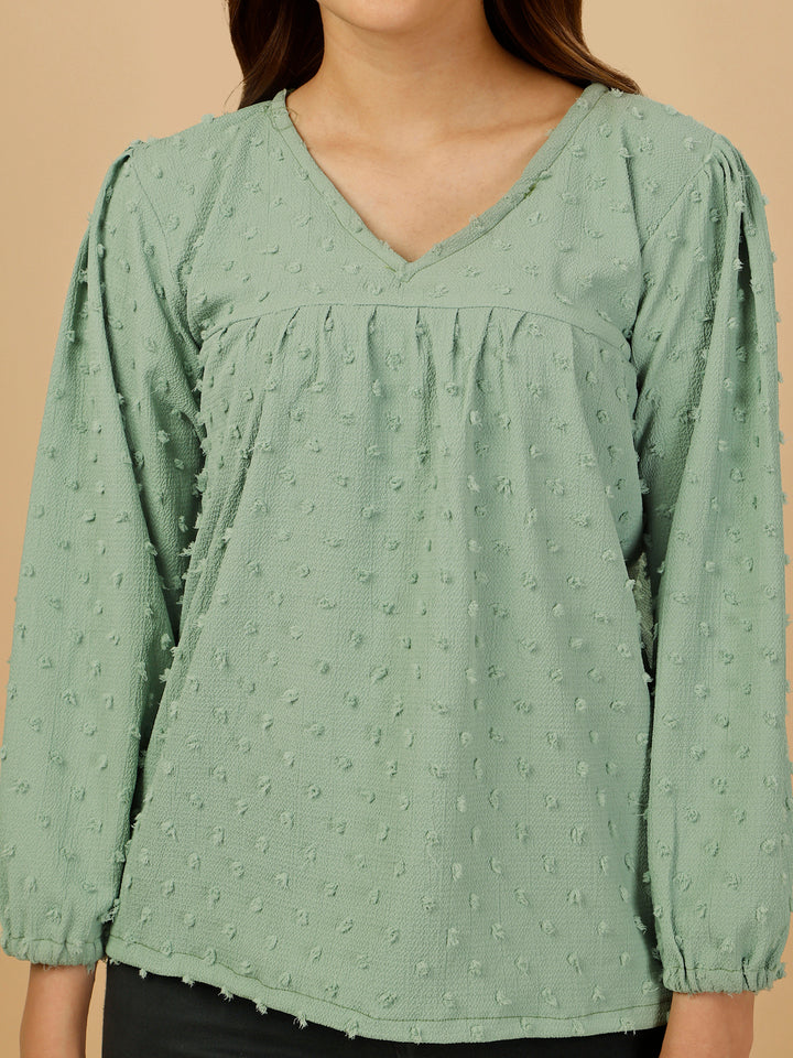 PASTEL EMBELLISHED TOP-GREEN