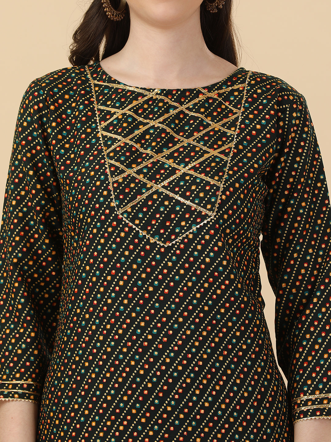 BANDHANI PRINTED SHARARA KURTI SET-MAROON