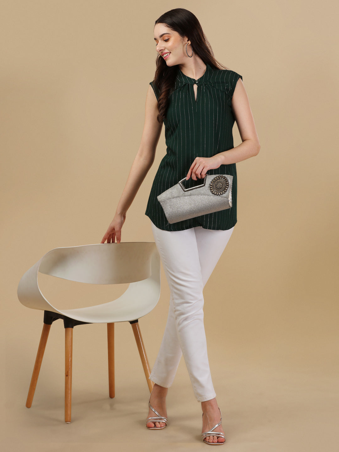 SLEEVELESS SOLID TOP-GREEN