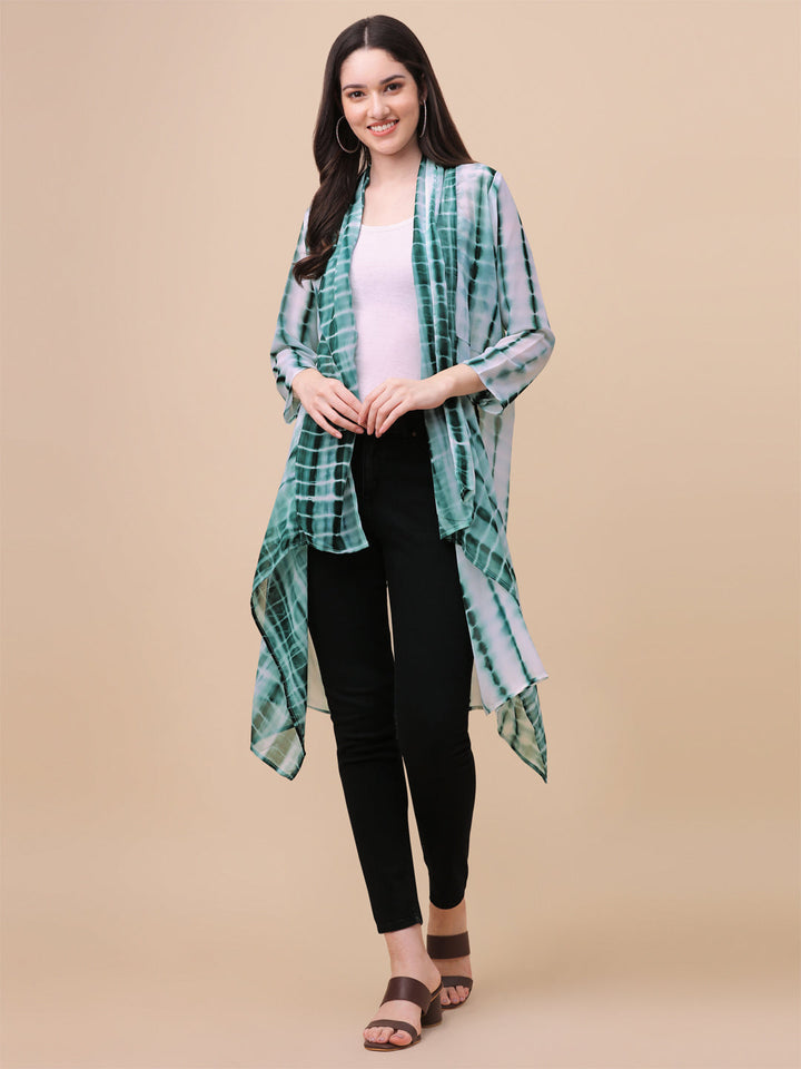 ELEGANT SHRUG WITH SHIBORI PRINT - MAROON