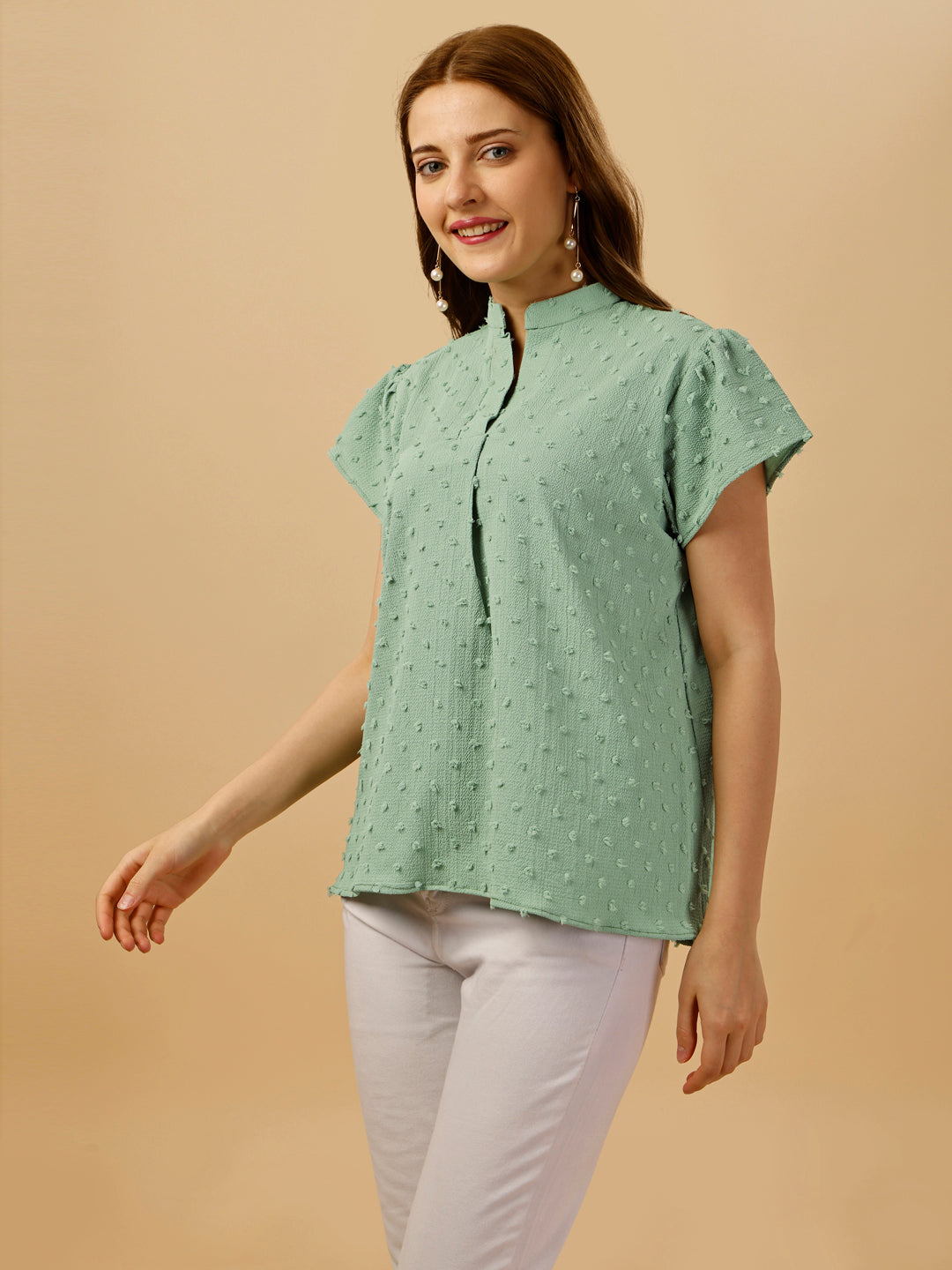 SHORT SLEEVE PASTEL TOP - GREEN