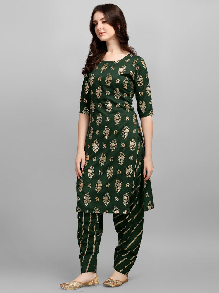 FOIL PRINTED KURTI SALAWAR SET-GREEN