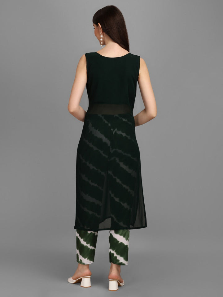 SOLID KURTI WITH PANT-GREEN