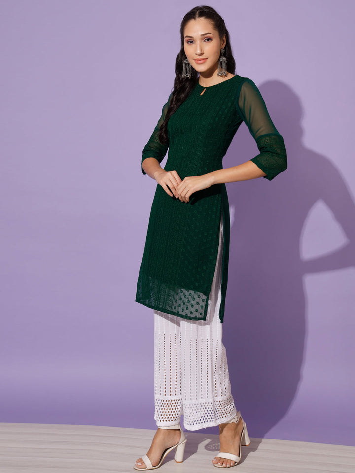 EMBROIDERY KURTI WITH PALAZZO - WINE